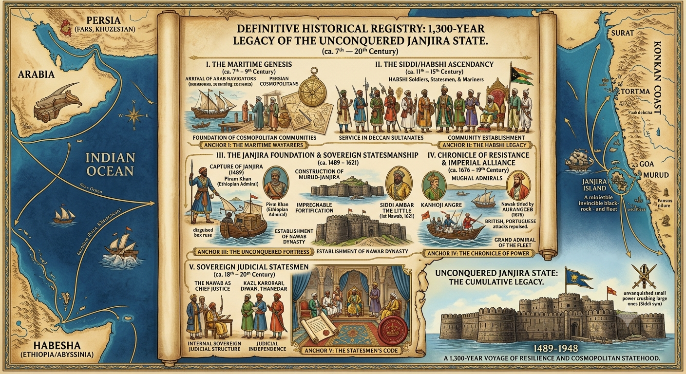 Comprehensive structural timeline scroll of the Janjira State and lineage