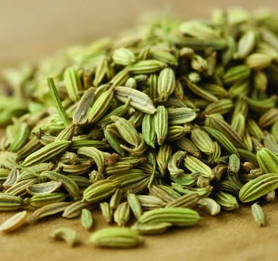 Amatic green fennel seeds close up