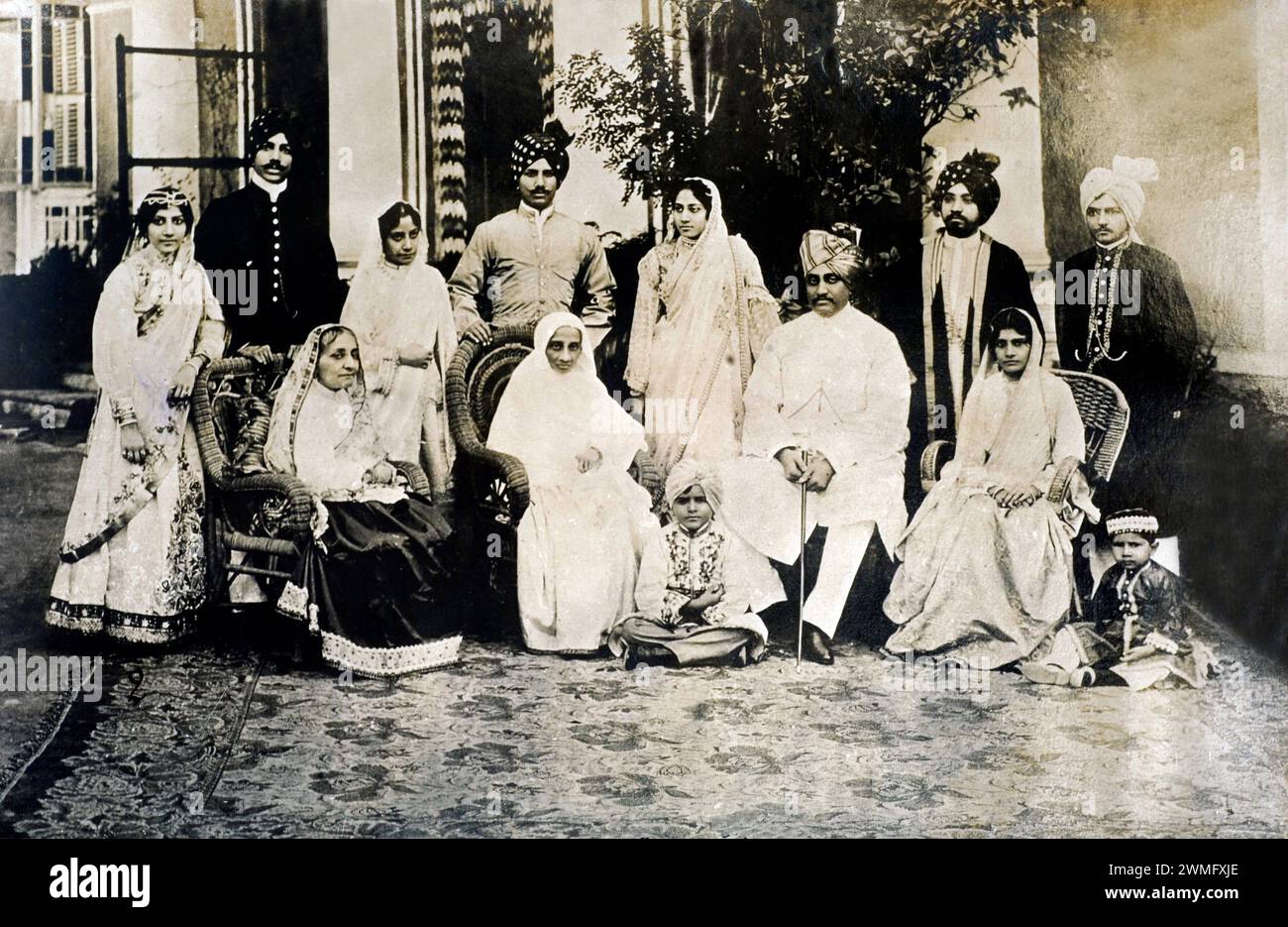 Sir Ahmed Khan Nawab of Janjira with Court Royal Family Group
